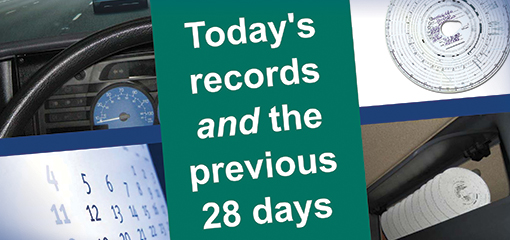 Poster reminding drivers to carry 28 days of records