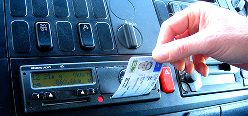 Digital tachograph inside a vehicle