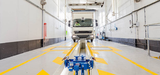 Lorry in test centre