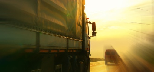 Truck and van on a road