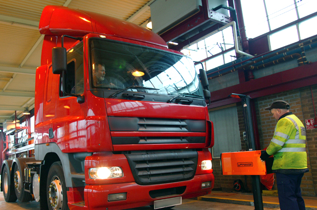 Lorry in test centre