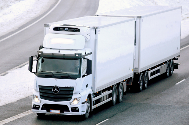 Lorry on a snowy road