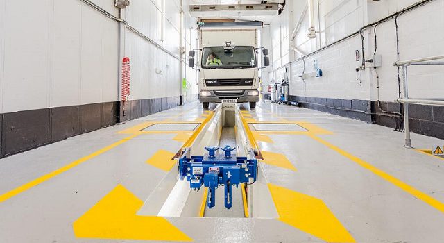 Lorry at an approved testing facility