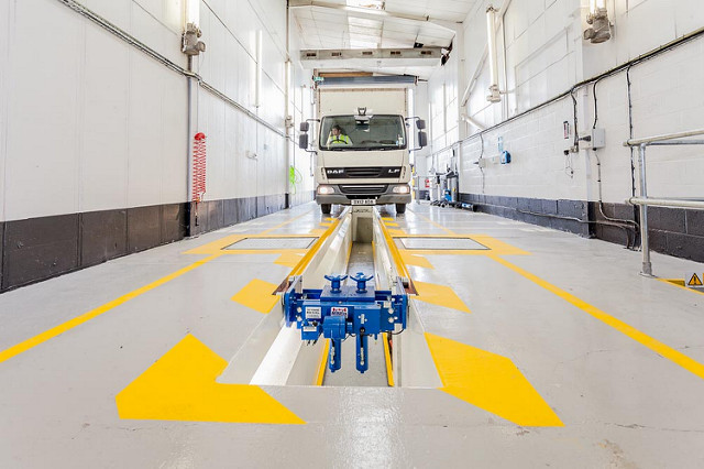 Lorry at an approved testing facility