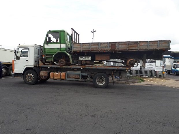 an overloaded truck found by DVSA enforcement