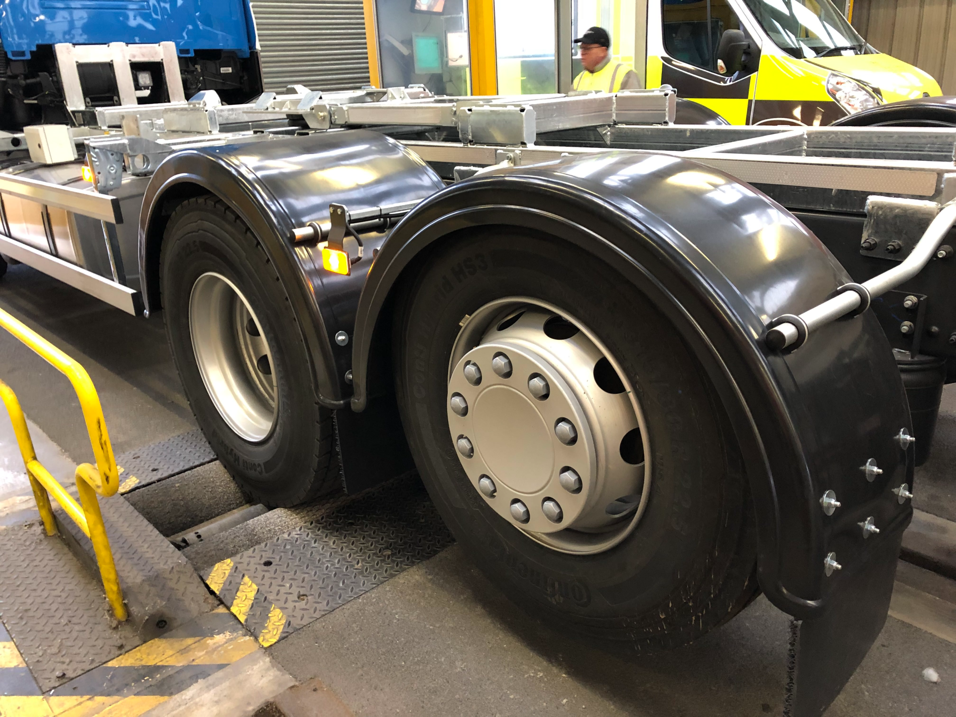 Lorry wheels being examined in ATF