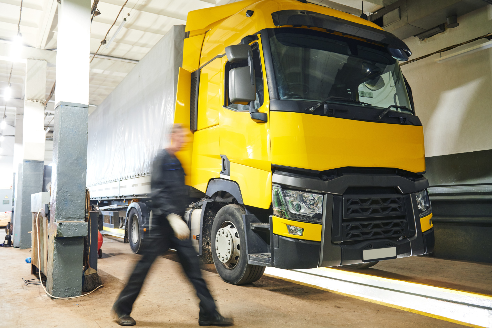 Lorry in test centre