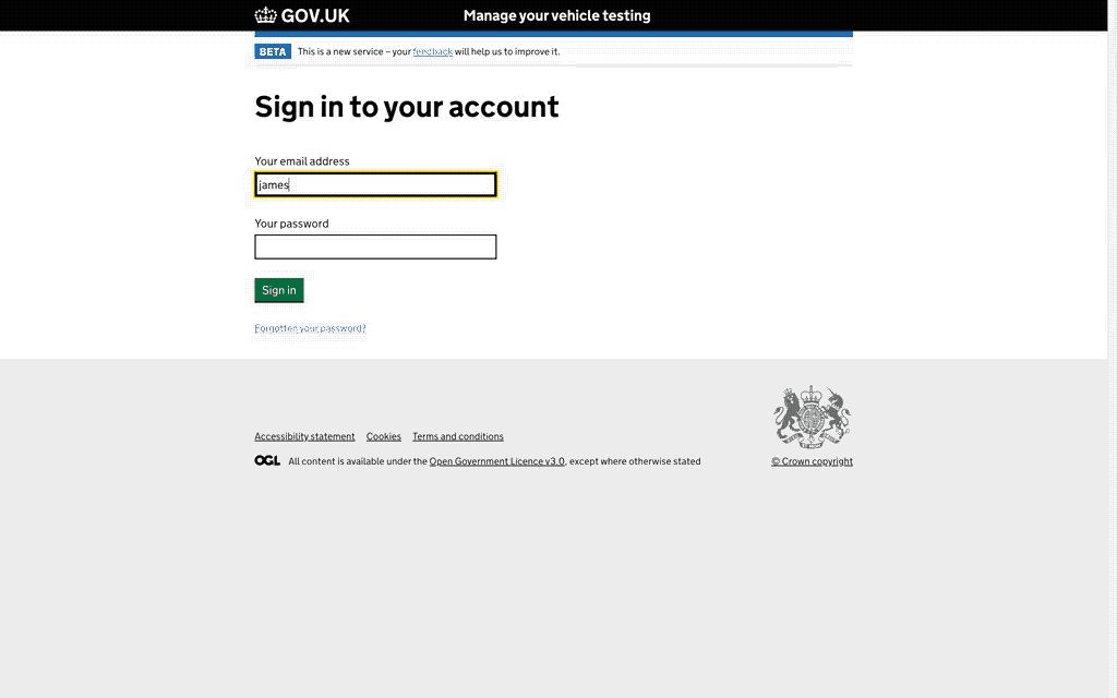 How to sign into your manage vehicle testing account